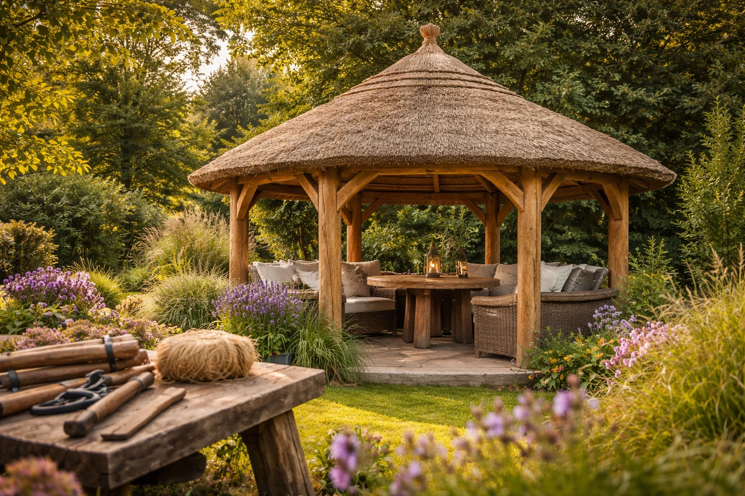 Thatched Garden Features | Bespoke Outdoor Structures | KS Thatchers