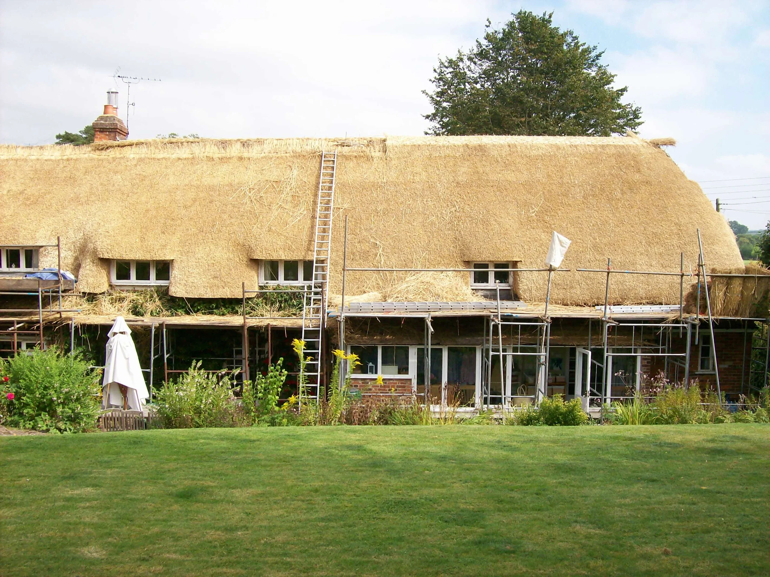 Thatched roof under construction
